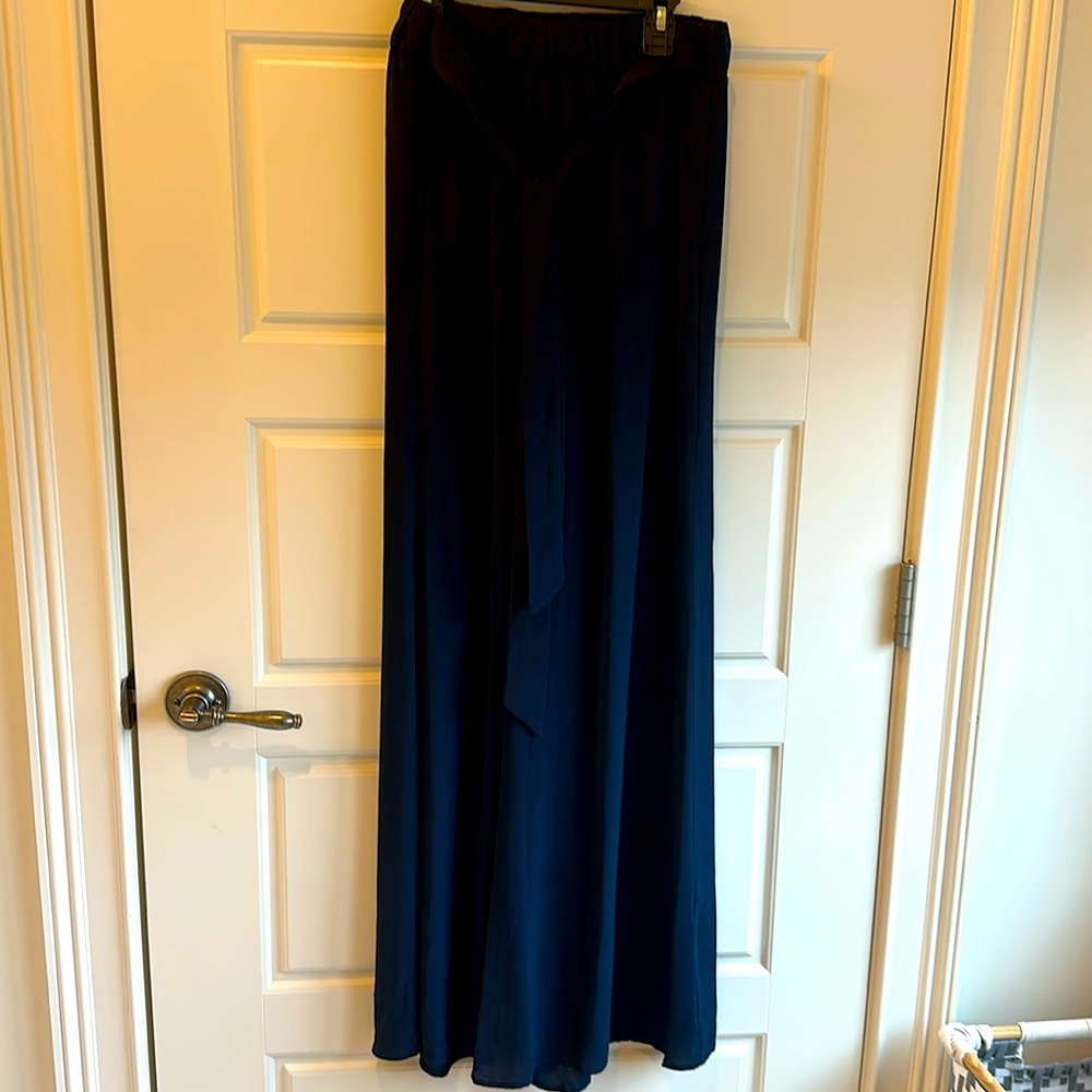 Wide Legged Navy Pants with tie waist NEW WITH TAGS !